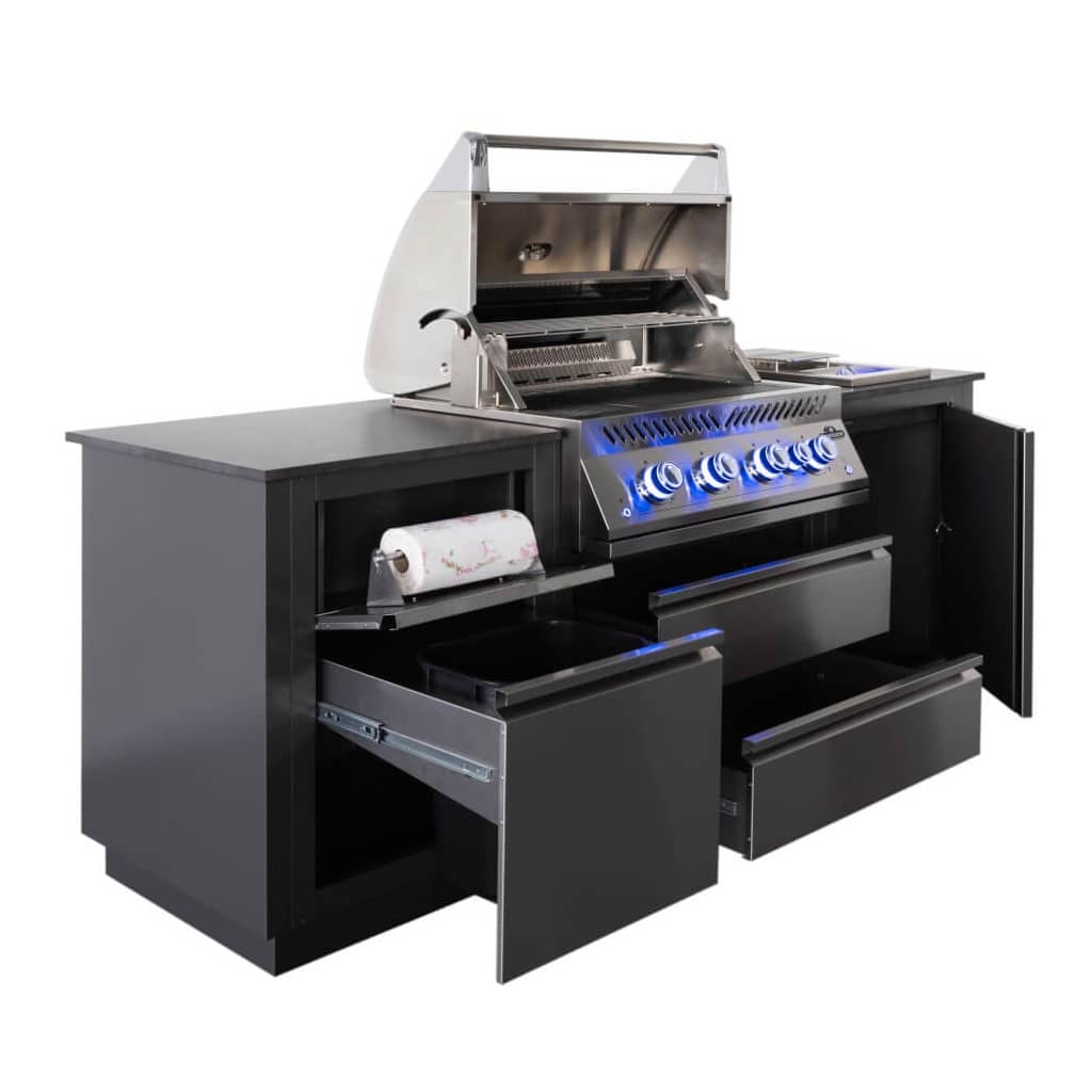 Gasgrill Napoleon Oasis 105 Outdoor-Küche, Edelstahl Isometrische integrierte 32 Serie 700 Isometrische Ansicht geöffnete Laden