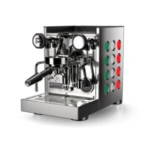 Rocket Espresso Milano APPARTAMENTO TCA Chrom mit Punkten in Italienischer Flagge Frontansicht
