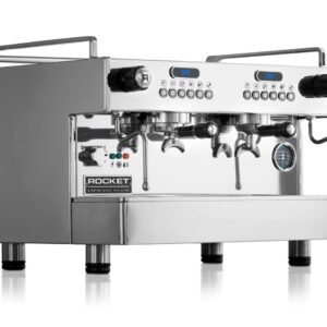 Rocket Espresso Milano Boxer EVO 2-Gruppig mit Shot Timer, Chrom Frontansicht
